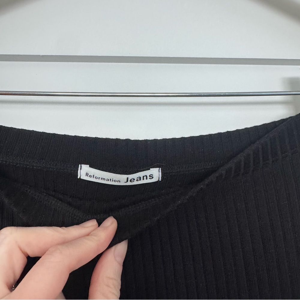 Reformation Black Ribbed Midi Pencil Skirt - Picture 4 of 4